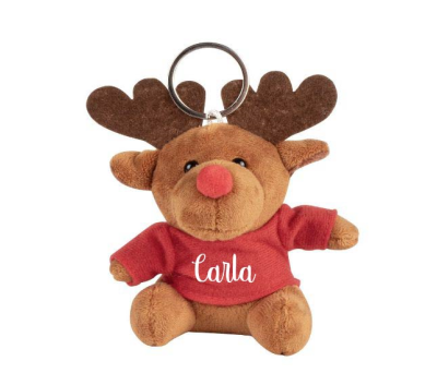 llavero peluche reno con nombre personalizado